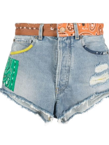 Affordable California denim Alanui Women bandana-print shorts 0419